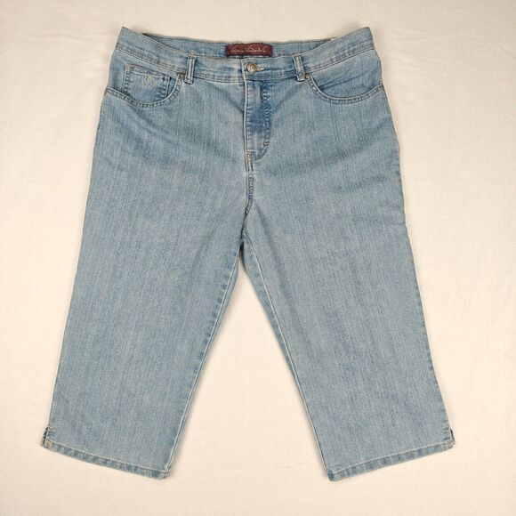 Gloria Vanderbilt Amanda High Rise Straight Leg Studded Capri Jeans Size 12P Y2K - Picture 2 of 11